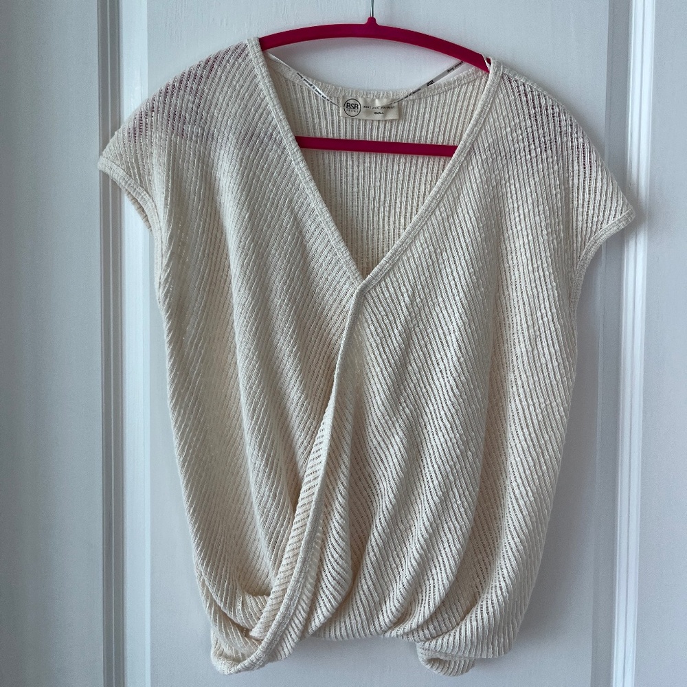 BSB Jeans Cream Knit Wrap Top – Size S